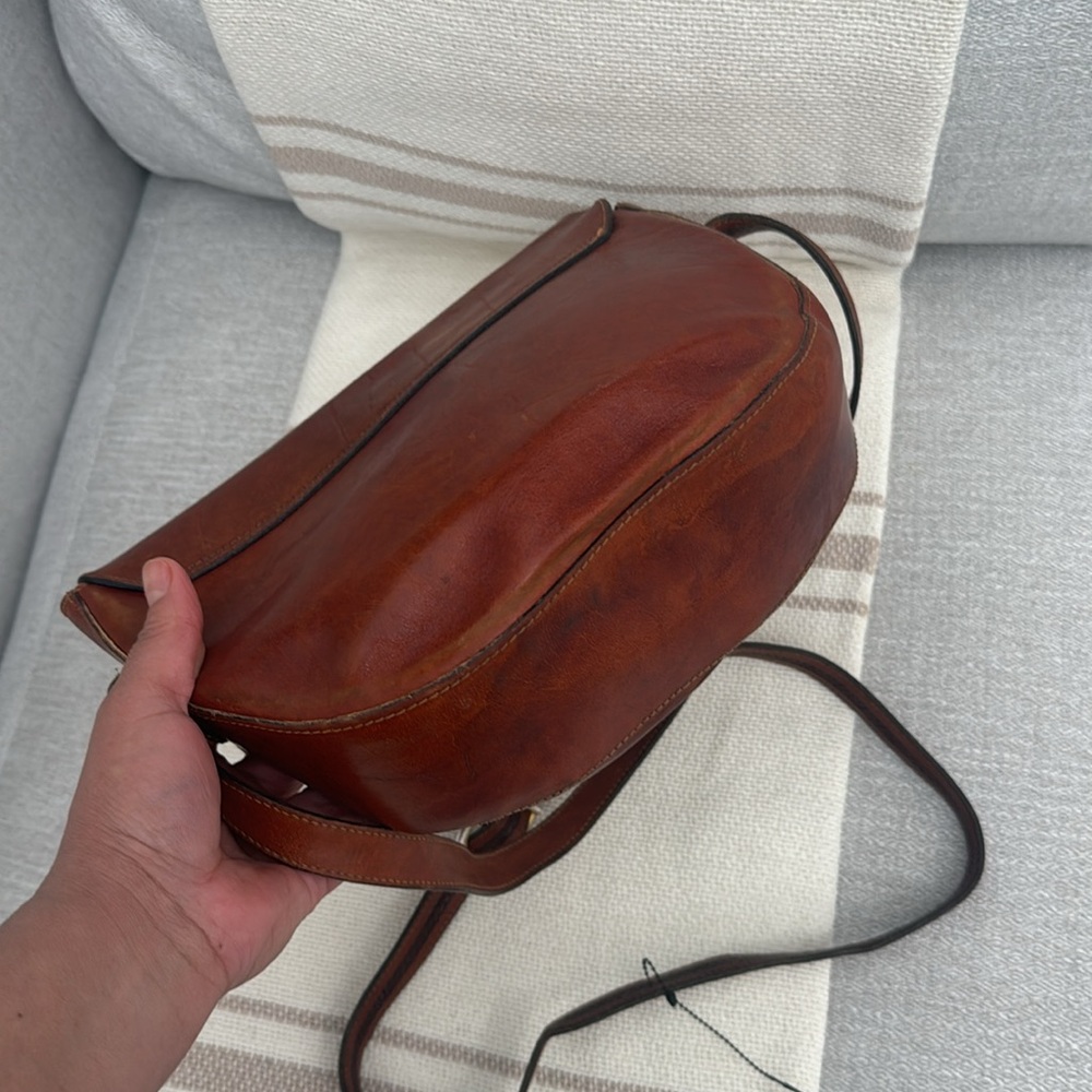 Vintage Oroton Brown Genuine Leather Crossbody Bag Handbag Australian Rare - Picture 5 of 11
